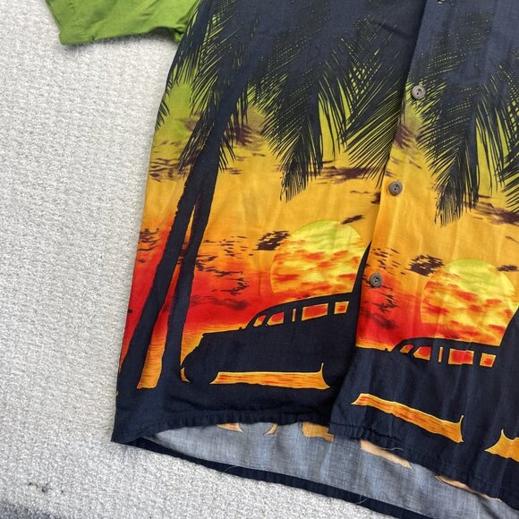Vintage Ocean Current Hawaiian Shirt Sun set Beach Scene Surf Palm tree Sz M - Picture 6 of 16